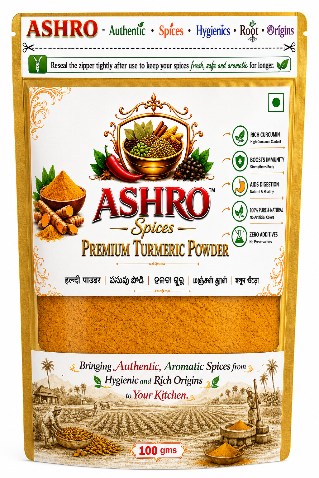 ASHRO Premium SUVARNA GOLD Turmeric Powder